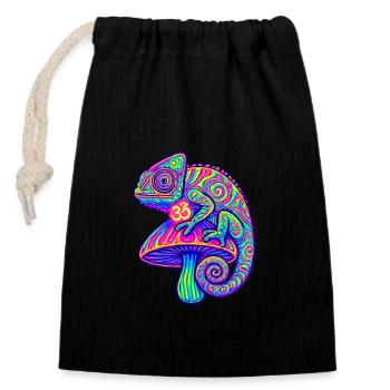 Goa CHAMELEON - Psytrance und Goa Party - Verschließbarer Geschenkbeutel aus Baumwolle (14x20cm) - Schwarz - Vorne
