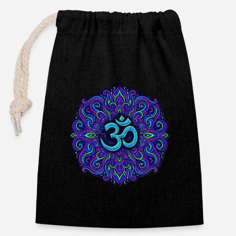 Goa Merch - Psytrance und Goa Party - Verschließbarer Geschenkbeutel aus Baumwolle (14x20cm) - Schwarz