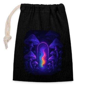 Magic Mushroom - Mushroom Forest Portal - Closable cotton gift bag (14x20cm) - black - Front