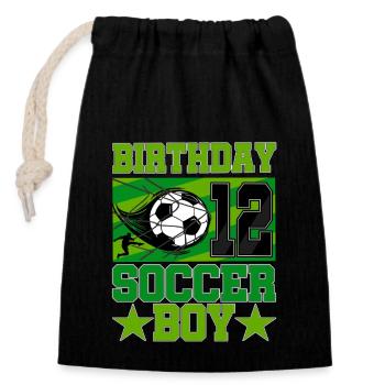 12th birthday Boy Soccer 12 Years Old Gifts - Closable cotton gift bag (14x20cm) - black - Front