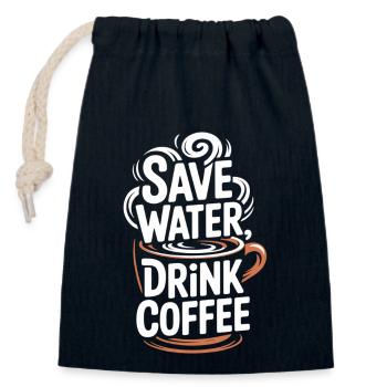 Save Water Drink Coffee - Closable cotton gift bag (14x20cm) - navy - Front