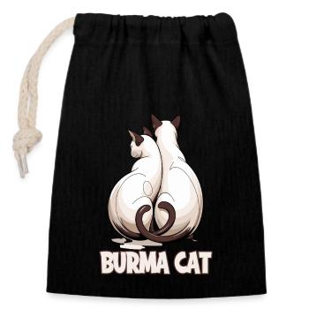 Burma Cat Liebevolle Katzen Illustration für - Verschließbarer Geschenkbeutel aus Baumwolle (14x20cm) - Schwarz - Vorne