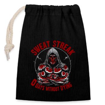 Powerlifting Sweat Streak 0 Days Since Skipped Leg - Closable cotton gift bag (14x20cm) - black - Front