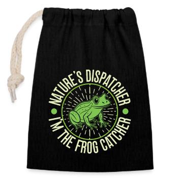 Frog Catcher Nature´s Dispatcher Frog - Verschließbarer Geschenkbeutel aus Baumwolle (14x20cm) - Schwarz - Vorne