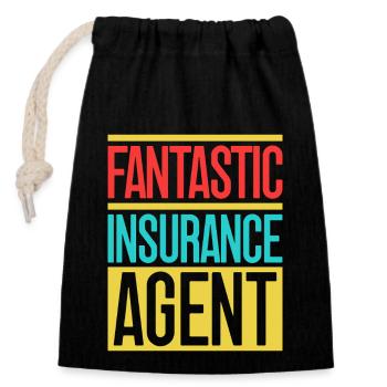 Insurance Agent Fantastic Agent Funny Insurance - Verschließbarer Geschenkbeutel aus Baumwolle (14x20cm) - Schwarz - Vorne