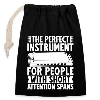 Harmonica Musican For People With Short Attention - Closable cotton gift bag (14x20cm) - black - Front