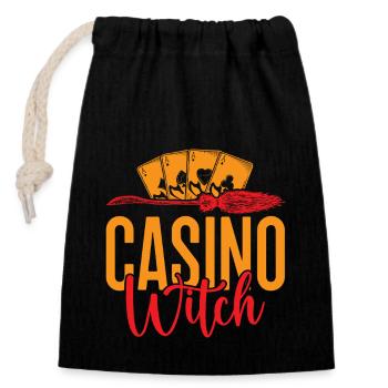 Gambling Fan Casino Witch Casino - Closable cotton gift bag (14x20cm) - black - Front