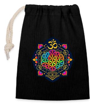 Goa Merch - Psytrance Party - Goa Mandala - Verschließbarer Geschenkbeutel aus Baumwolle (14x20cm) - Schwarz - Vorne