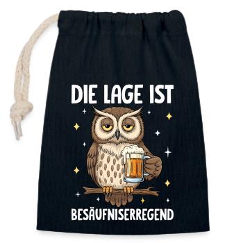 Die Lage Ist Besäufniserregend - Verschließbarer Geschenkbeutel aus Baumwolle (14x20cm) - Navy - Vorne