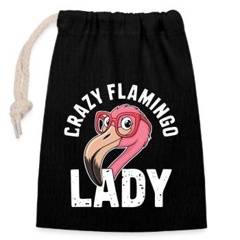 Dame flamant rose folle - Sac cadeau en coton avec cordon (14 x 20 cm) - noir - Devant