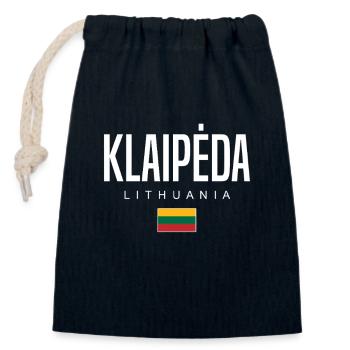 Klaipėda, Lithuania - Closable cotton gift bag (14x20cm) - navy - Front
