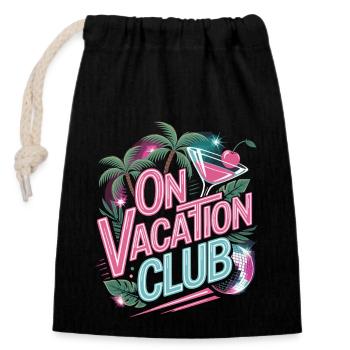 Vacation Club Summer Festival Vacation Beach Vacation - Closable cotton gift bag (14x20cm) - black - Front