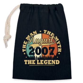 Vintage August 2007 Geburtstagsgeschenk 18 Jahre - Verschließbarer Geschenkbeutel aus Baumwolle (14x20cm) - Navy - Vorne