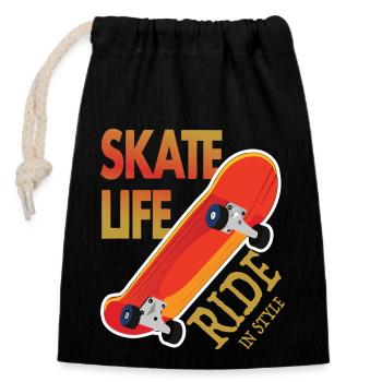 Skateboard Passion - Planche de Skate sports - Sac cadeau en coton avec cordon (14 x 20 cm) - noir - Devant
