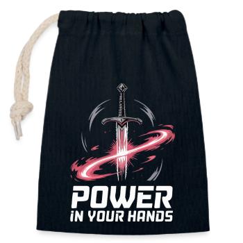 POWER IN YOUR HANDS - Closable cotton gift bag (14x20cm) - navy - Front