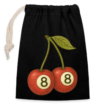 Cherry 8 Ball Retro Pool Vibes Design - Closable cotton gift bag (14x20cm) - black - Front