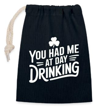 La consommation d’alcool en journée convainc immédiatement - Sac cadeau en coton avec cordon (14 x 20 cm) - bleu marine - Devant