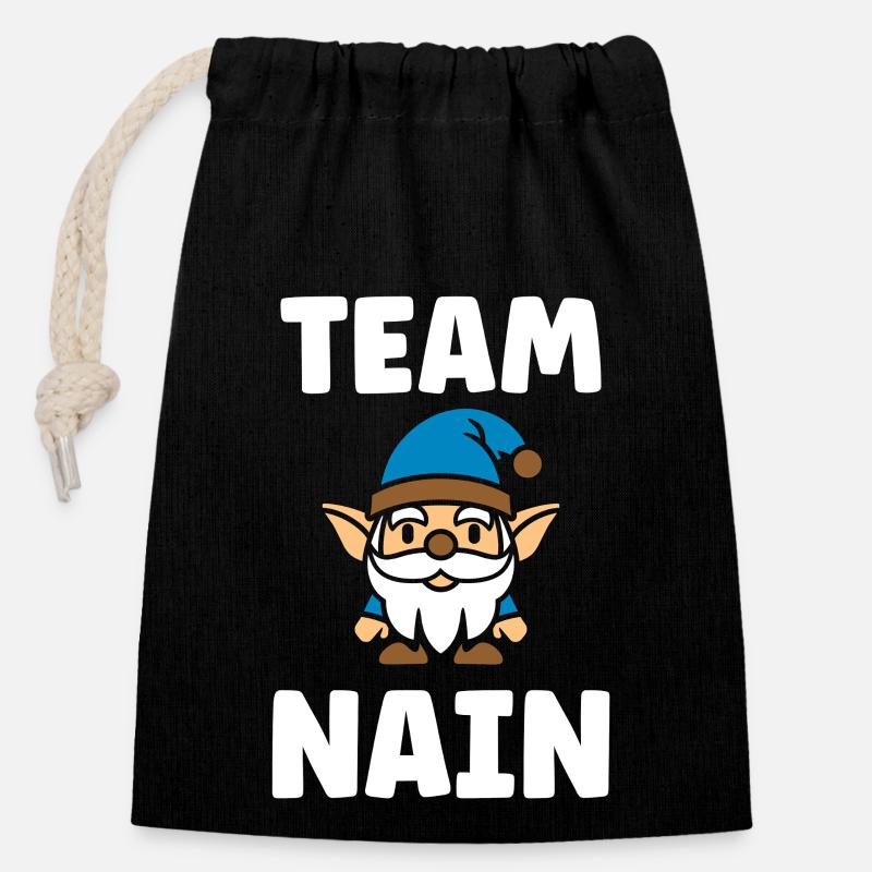 Nain - Sac cadeau en coton avec cordon (14 x 20 cm) - noir
