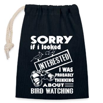 Thinking About Bird Watching - Closable cotton gift bag (14x20cm) - navy - Front