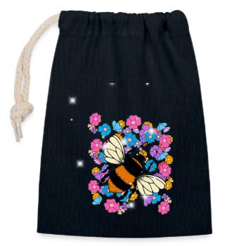 Abeille Rétro Abeilles Bourdon Fleur Enfants - Sac cadeau en coton avec cordon (14 x 20 cm) - bleu marine - Devant