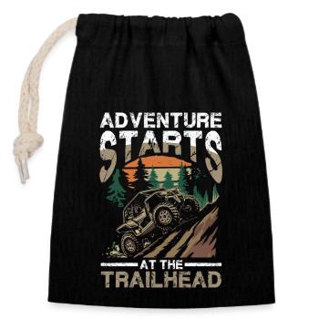 Abenteuer Beginnt Am Trailhead Offroad - Verschließbarer Geschenkbeutel aus Baumwolle (14x20cm) - Schwarz - Vorne