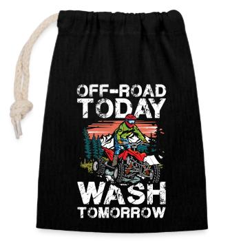 Off-Road Abenteuer Heute Wasch Morgen - Verschließbarer Geschenkbeutel aus Baumwolle (14x20cm) - Schwarz - Vorne