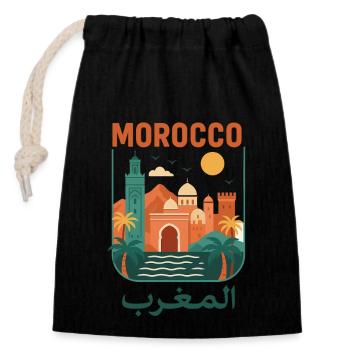 Morocco Retro Moroccan Culture Pattern - Closable cotton gift bag (14x20cm) - black - Front