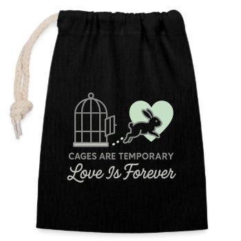Bunny Mom Rabbit Rescue Adopt, Buy - Closable cotton gift bag (14x20cm) - black - Front