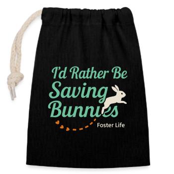 Bunny Mom Rabbit Rescue Adopt, Buy - Closable cotton gift bag (14x20cm) - black - Front