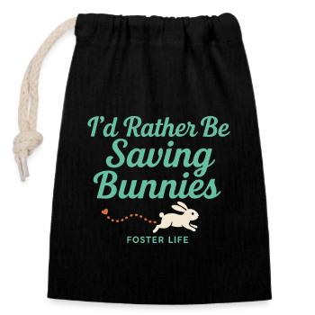 Bunny Mom Rabbit Rescue Adopt, Buy - Closable cotton gift bag (14x20cm) - black - Front