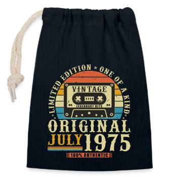 July 1975 Vintage Retro Anniversary Gift - Closable cotton gift bag (14x20cm) - navy - Front