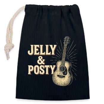 Jelly & Posty Akustik Gitarren Kunst - Verschließbarer Geschenkbeutel aus Baumwolle (14x20cm) - Navy - Vorne