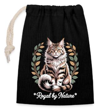 Maine-Coon – Royal by Nature - Verschließbarer Geschenkbeutel aus Baumwolle (14x20cm) - Schwarz - Vorne