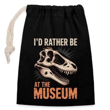 Museum - Closable cotton gift bag (14x20cm) - black - Front