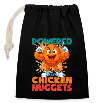 Chicken Nugget - Verschließbarer Geschenkbeutel aus Baumwolle (14x20cm) - Schwarz - Vorne