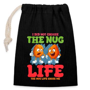 Chicken Nugget - Closable cotton gift bag (14x20cm) - black - Front