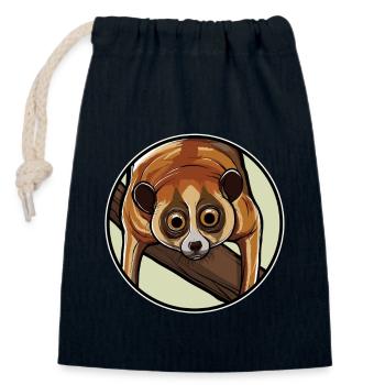 Lois lents Loris - Sac cadeau en coton avec cordon (14 x 20 cm) - bleu marine - Devant