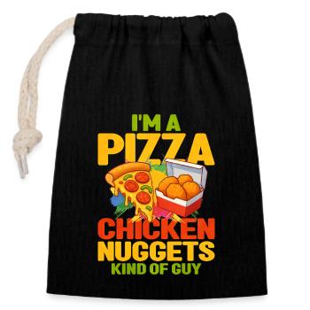 Chicken Nugget - Closable cotton gift bag (14x20cm) - black - Front