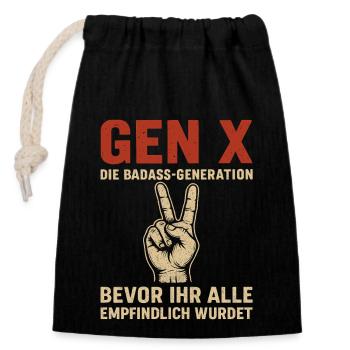Gen X Die Badass-Generation Humor - Verschließbarer Geschenkbeutel aus Baumwolle (14x20cm) - Schwarz - Vorne