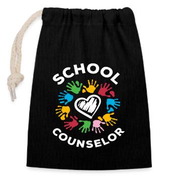 Empreintes de mains de cœur de conseiller scolaire - Sac cadeau en coton avec cordon (14 x 20 cm) - noir - Devant