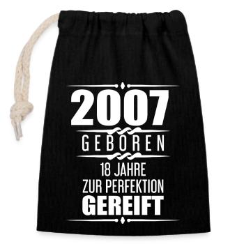 2007 Mann 18 Jahre Geschenk zum 18. Geburtstag - Verschließbarer Geschenkbeutel aus Baumwolle (14x20cm) - Schwarz - Vorne