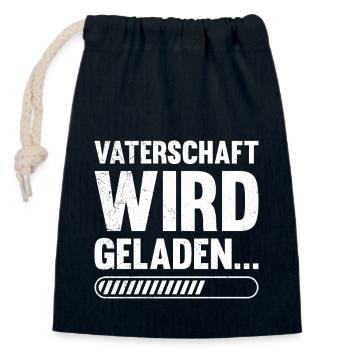 VATERSCHAFT WIRD GELADEN Lustiges - Verschließbarer Geschenkbeutel aus Baumwolle (14x20cm) - Navy - Vorne
