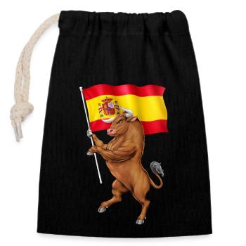 Taureau espagnol - Sac cadeau en coton avec cordon (14 x 20 cm) - noir - Devant