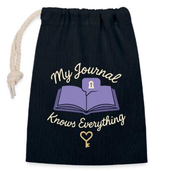 Dankbarkeitspraxis Journalliebhaber Emotional - Verschließbarer Geschenkbeutel aus Baumwolle (14x20cm) - Navy - Vorne