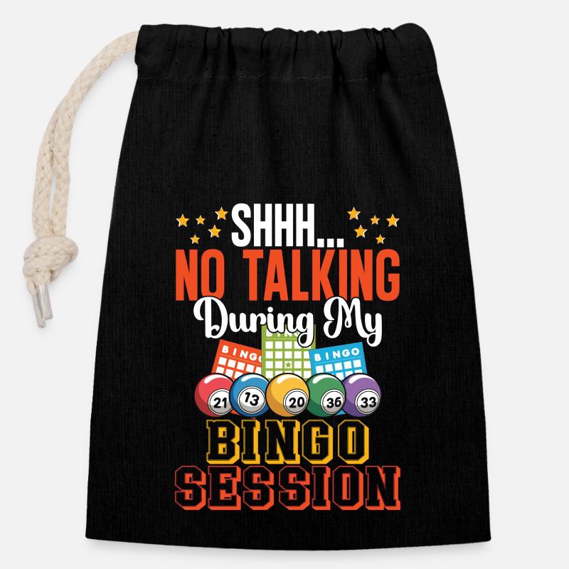 Bingo Fun Gift Bingo Lover - Closable cotton gift bag (14x20cm) - black