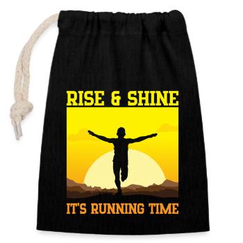 Running Rise & Shine Marathon Runner Gift - Closable cotton gift bag (14x20cm) - black - Front