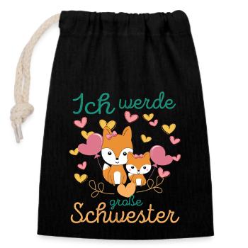 Big sister again soon: Foxes announce in 2026 - Closable cotton gift bag (14x20cm) - black - Front