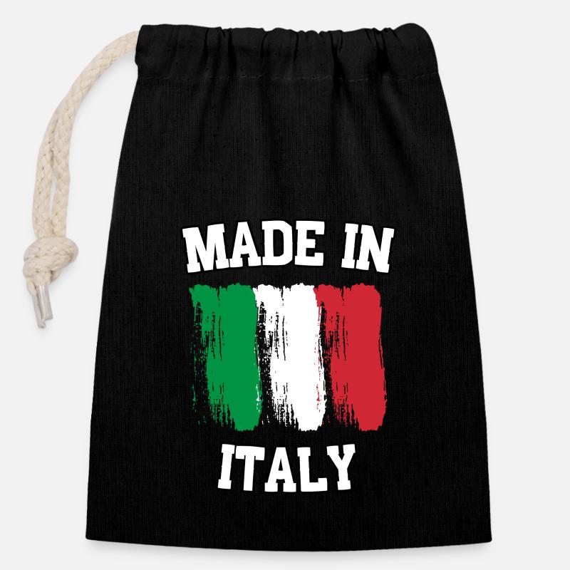 Made in Italy - Verschließbarer Geschenkbeutel aus Baumwolle (14x20cm) - Schwarz