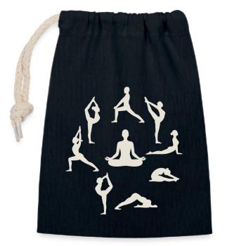 Yoga Posen Silhouetten Meditation - Verschließbarer Geschenkbeutel aus Baumwolle (14x20cm) - Navy - Vorne