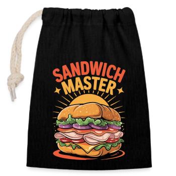 Sandwich Master – Chemise Foodie Drôle - Sac cadeau en coton avec cordon (14 x 20 cm) - noir - Devant